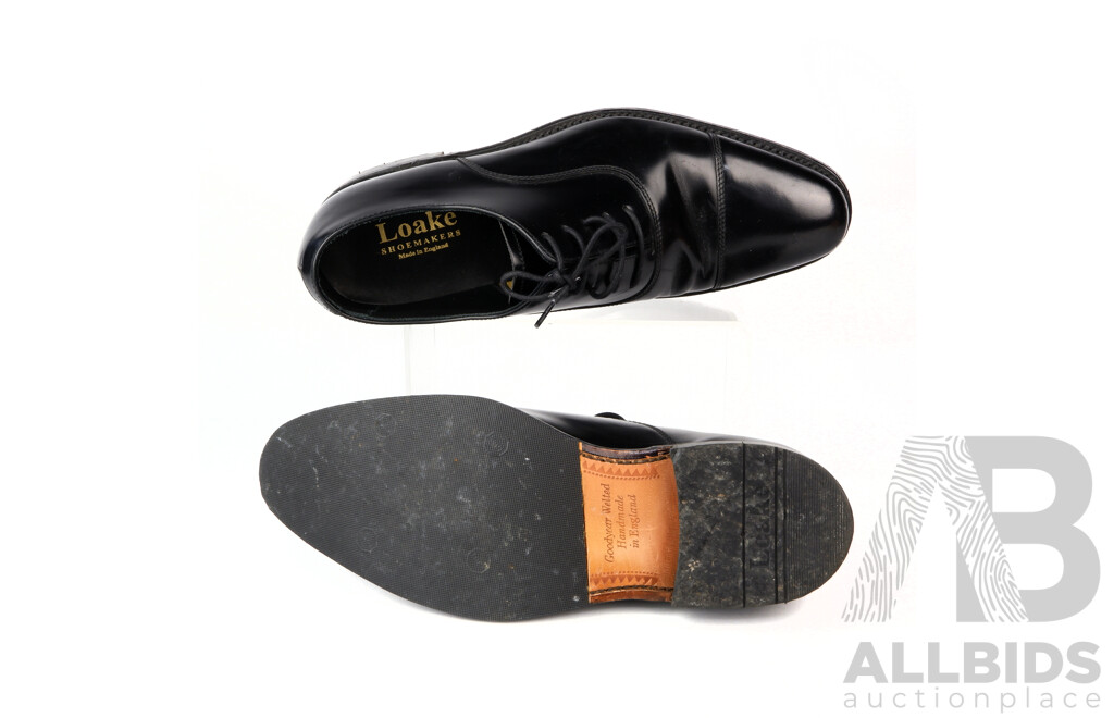 Pair English Made Loake Goodyear Welted Black Leather Shoes