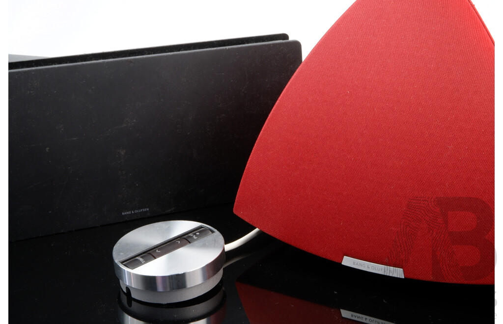 Bang & Olufsen BeoLab 4 Active Red Triangular Speakers with Beolink Wireless Bass Bar