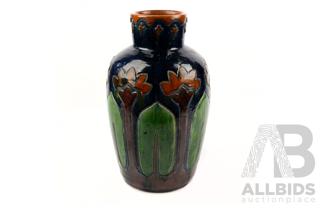 Antique Heavy Secessionist Ceramic Vase