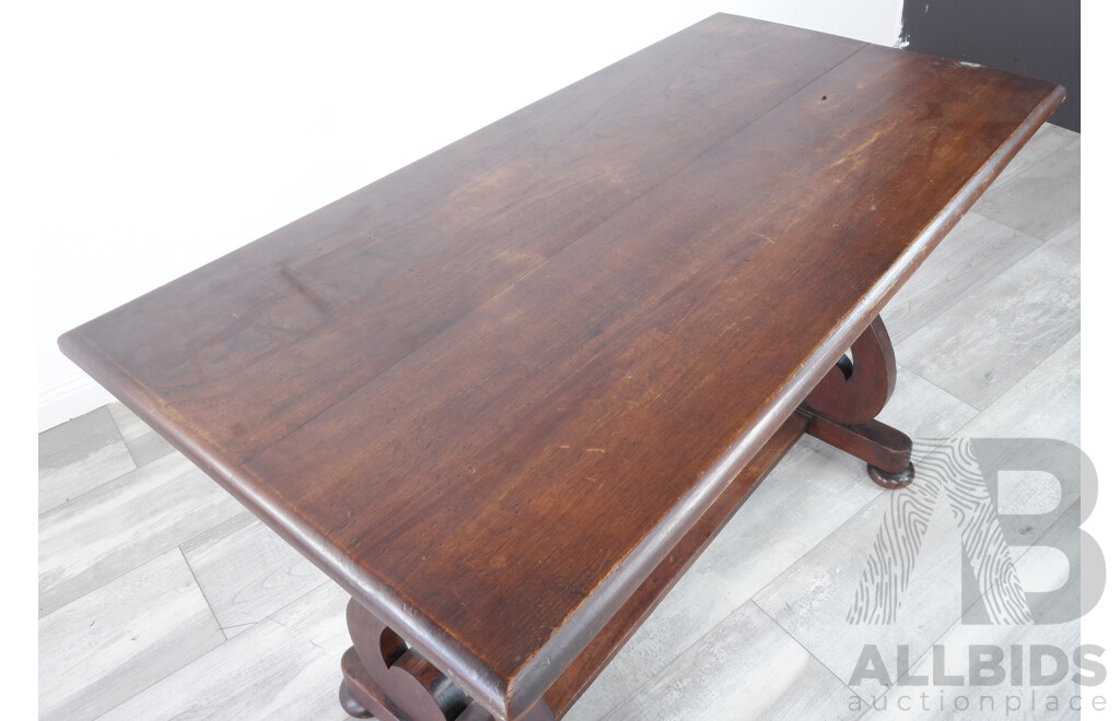 19th C. Australian Cedar Hall Table with Lyre Form Supports