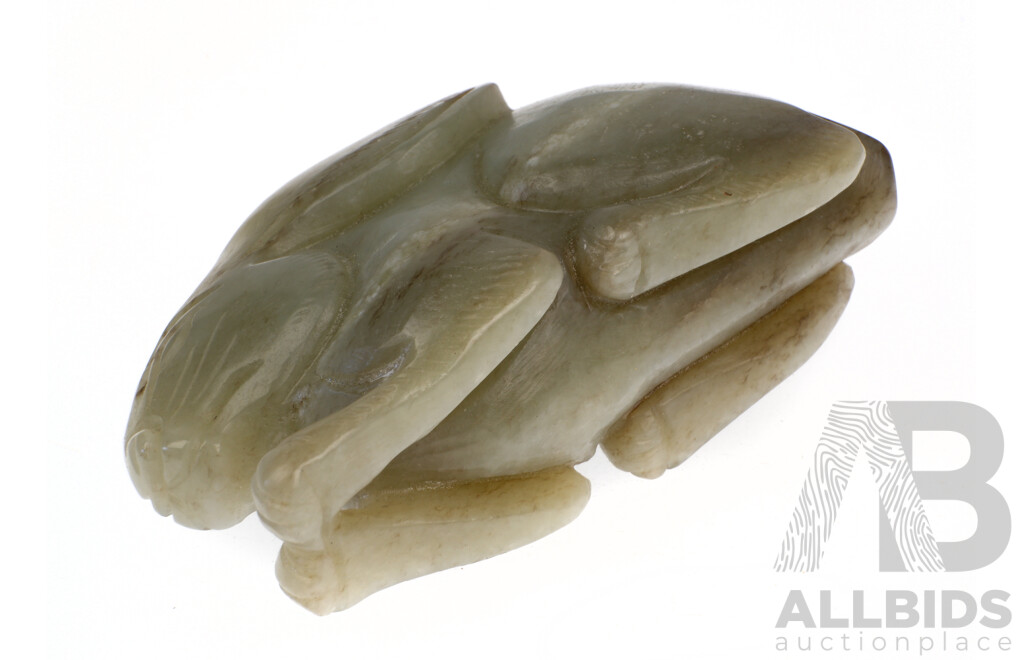 Chinese Carved Jade Crouching Hare Figure