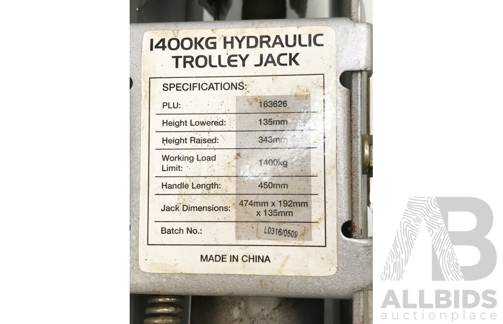 SCA 1400KG Hydraulic Trolley Jack