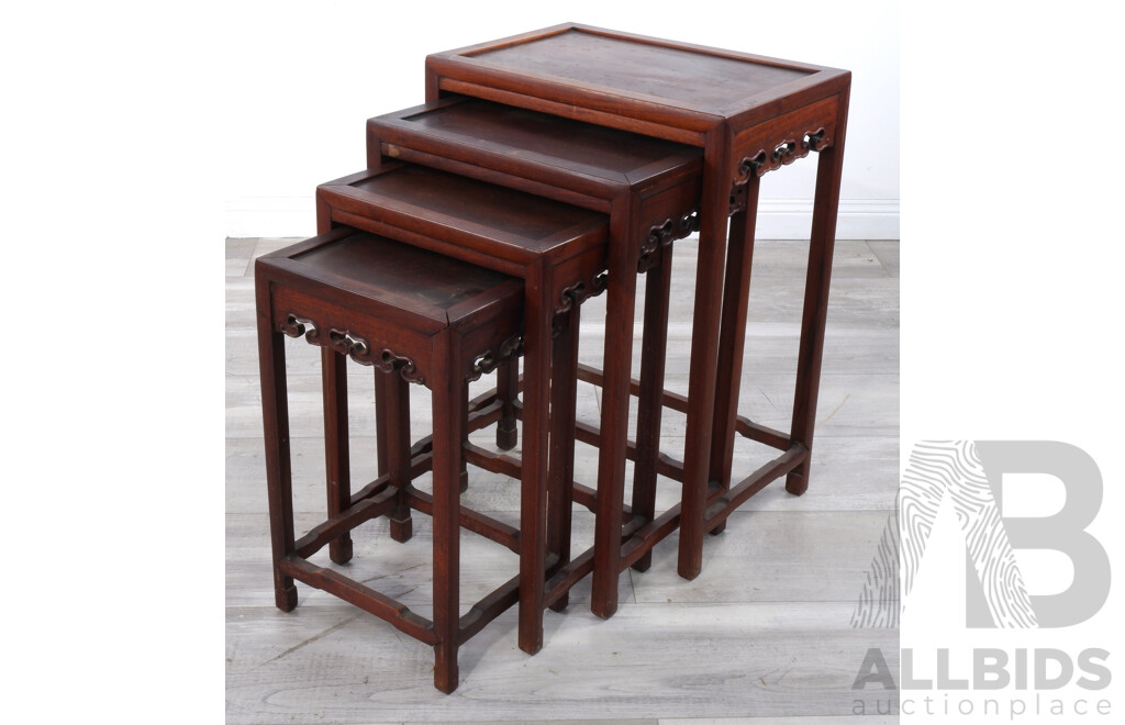Nest of Four Chinese Rosewood Side Tables