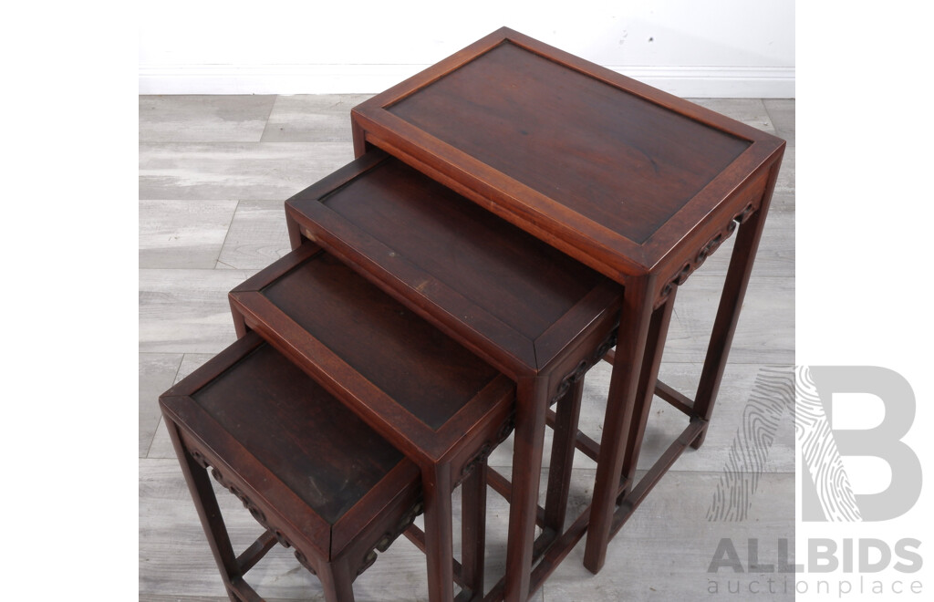 Nest of Four Chinese Rosewood Side Tables