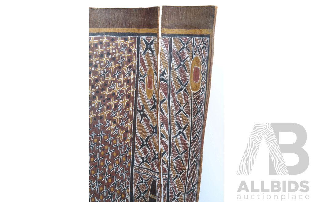 Munggarawuy Yunupingu (C1905-1975), Untitled, Natural Earth Pigments on Eucalyptus Bark