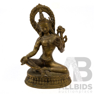 Antique Sino Tibetan Brass Bodhisattva Figure