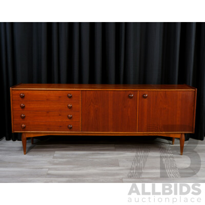 Mid Century Teak Sideboard with Four Drawers and Two Doors