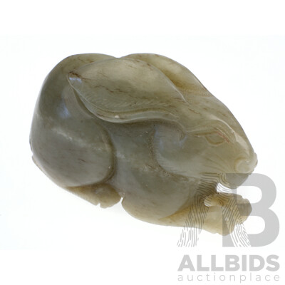 Chinese Carved Jade Crouching Hare Figure