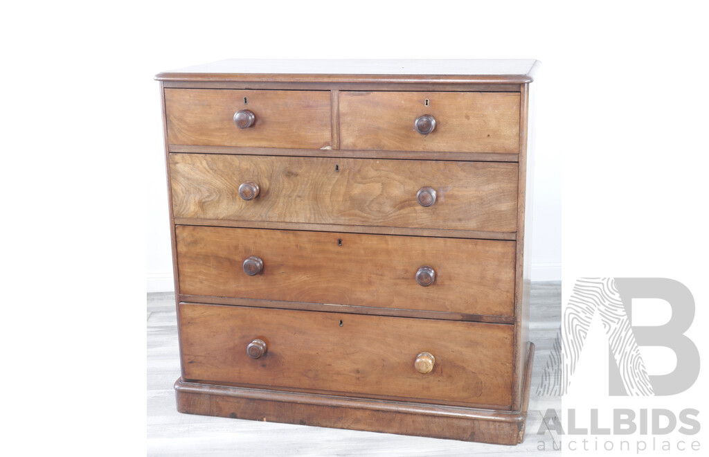 Victorian Mahogany Chest of Five Drawers