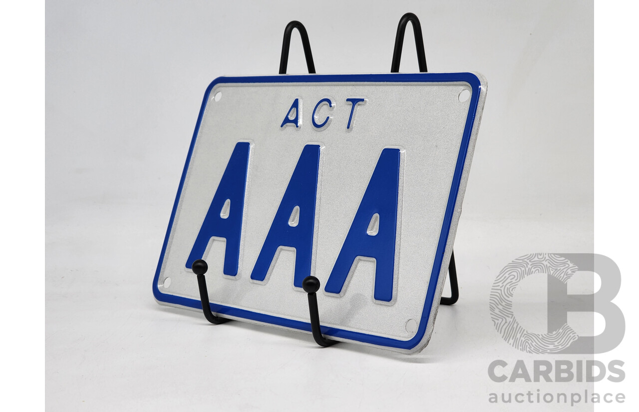 ACT 3 Character Motor Vehicle Number Plate - AAA