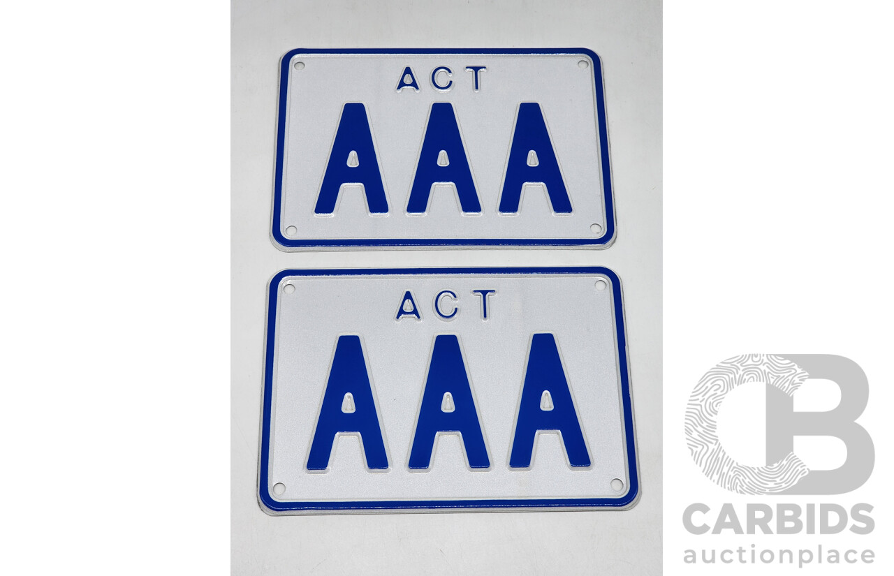 ACT 3 Character Motor Vehicle Number Plate - AAA