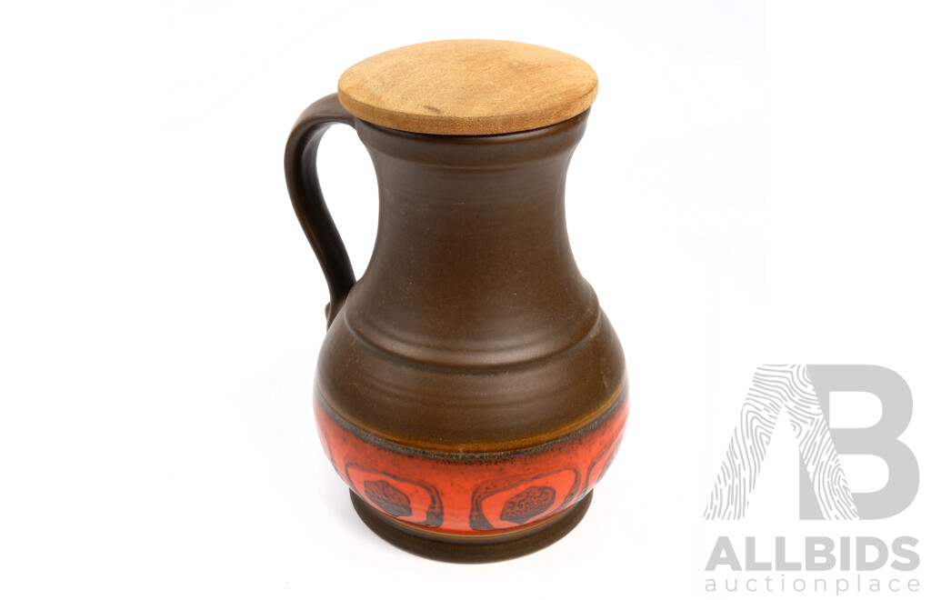 Retro West German Dumler Breiden Ceramic Vase with Wooden Lid, 385 22