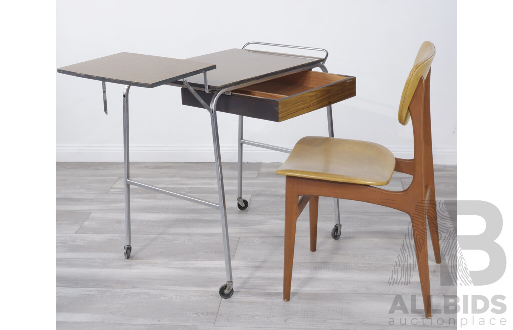Vintage Metal Framed Students Desk and Chair