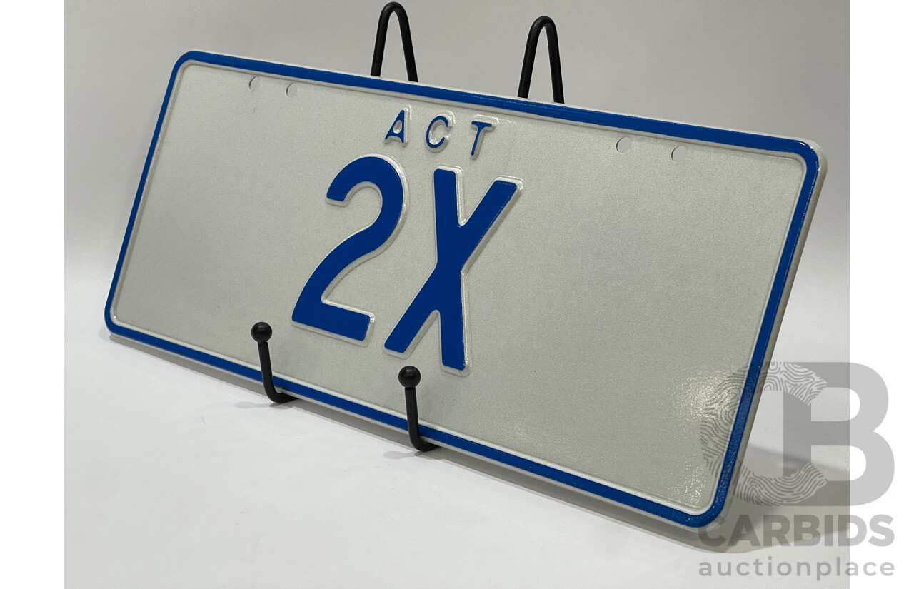 ACT Two Character Alpha Numeric Number Plate - 2X ( Number 2, Letter X)
