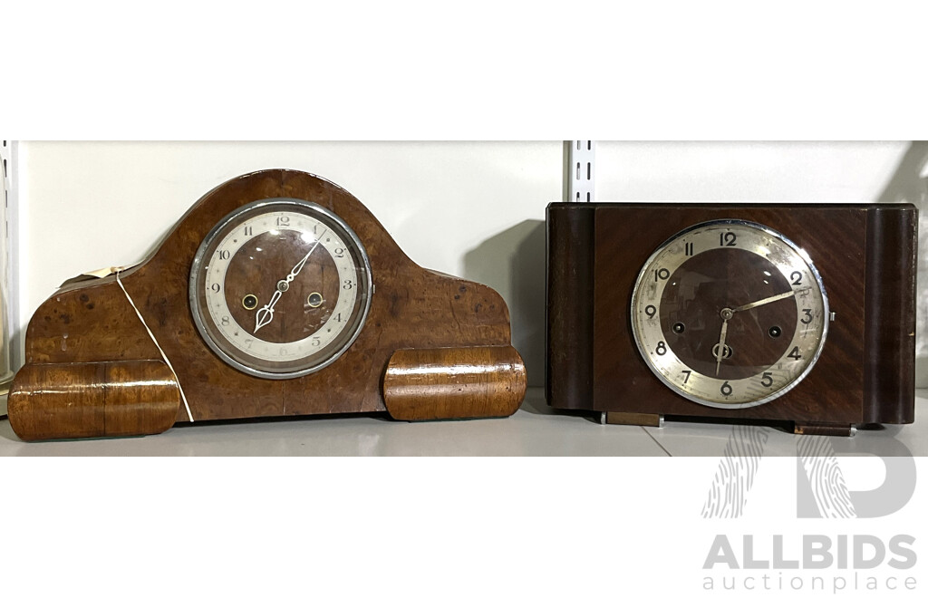 Two Vintage Mantle Clocks Including One by Smiths Enfield