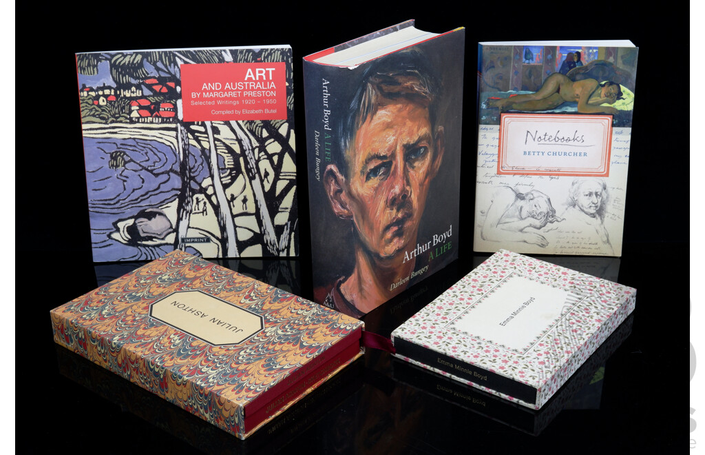 Collection Six Books of Australian Art Interest Including Emma Minnie Boyd Sketchbook Facsimile, Julien Ashton Sketchbook and More