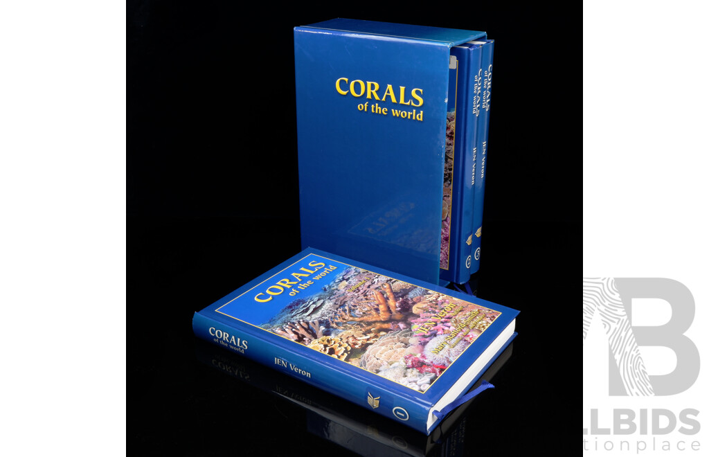 First Edition, Three Volume Set, Corals of the World, J Veron & M Stafford Smith, Australian Institute of Marine Science, 2000, Hardcovers in Slip Case