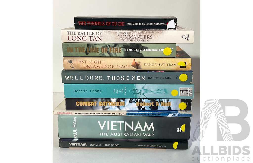 Collection Books Relating to Australias Vietnam War Experience Including the Battle of Long Tan by the Commanders to Bob Grandin, Vietnam the Australian War by P Ham and More