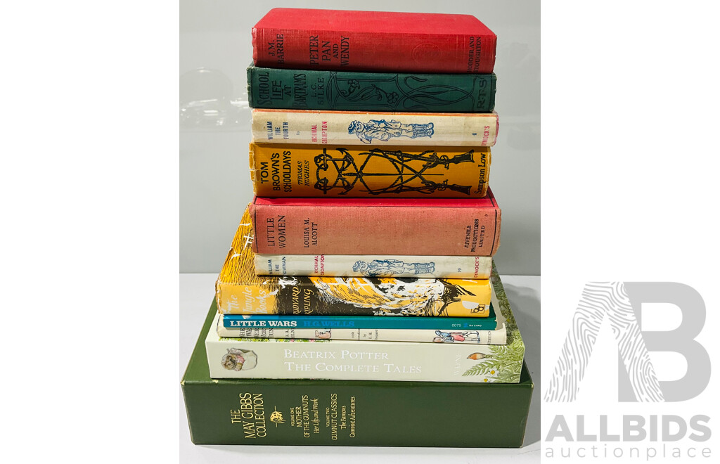 Collection Twelve Children's Literature Books Including the Complete Tales by Beatrix Potter in Slip Case, Two Volume May Gibbs Set in Slip Case and More