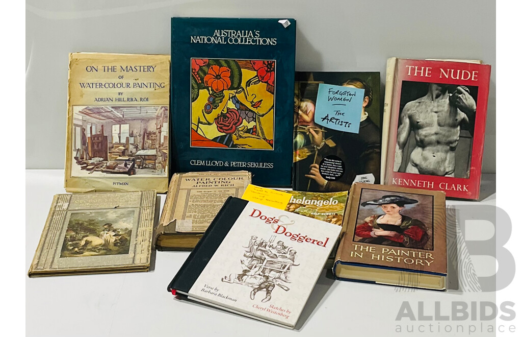 Collection of Books on Water Colour Painting, Michelangelo, Forgotten Women Artists and More  Including Dogs and Doggerel -  Signed by Stamp by Barbara Blackman