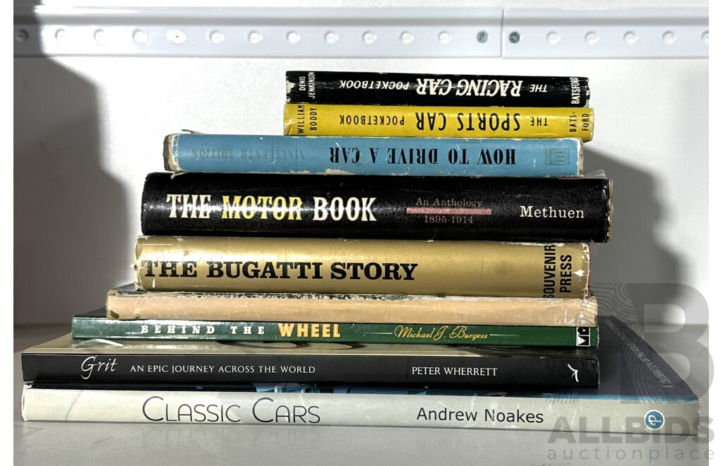 Collection Nine Books Relating to Vintage Automobiles