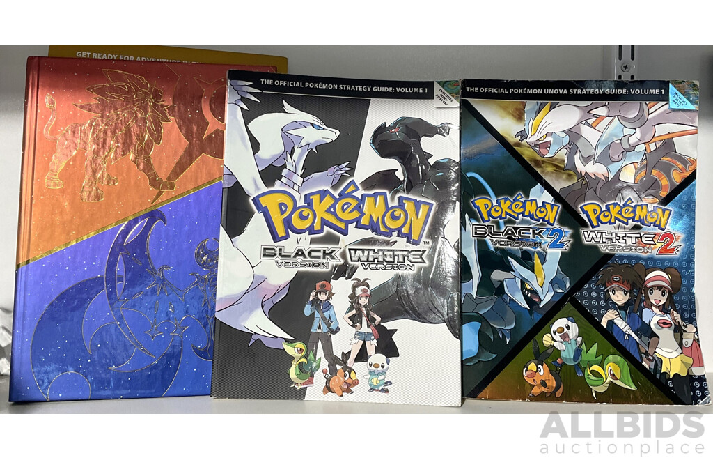 Collection Three Pokemon Collectors Books Comprising Pokeman Sun & Pokemon Moon Collectors Editions Along with Pokemon Black & White Version 1 & 2