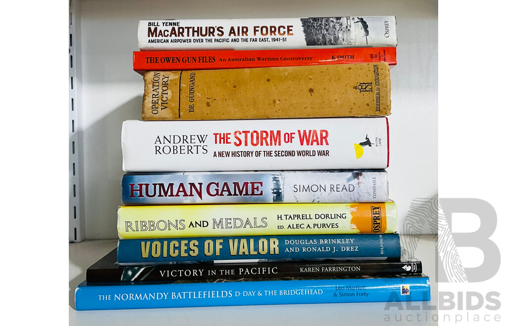 Collection of Books About World War II Including the Human Game by Simon Read, the Owen Gun Files and More