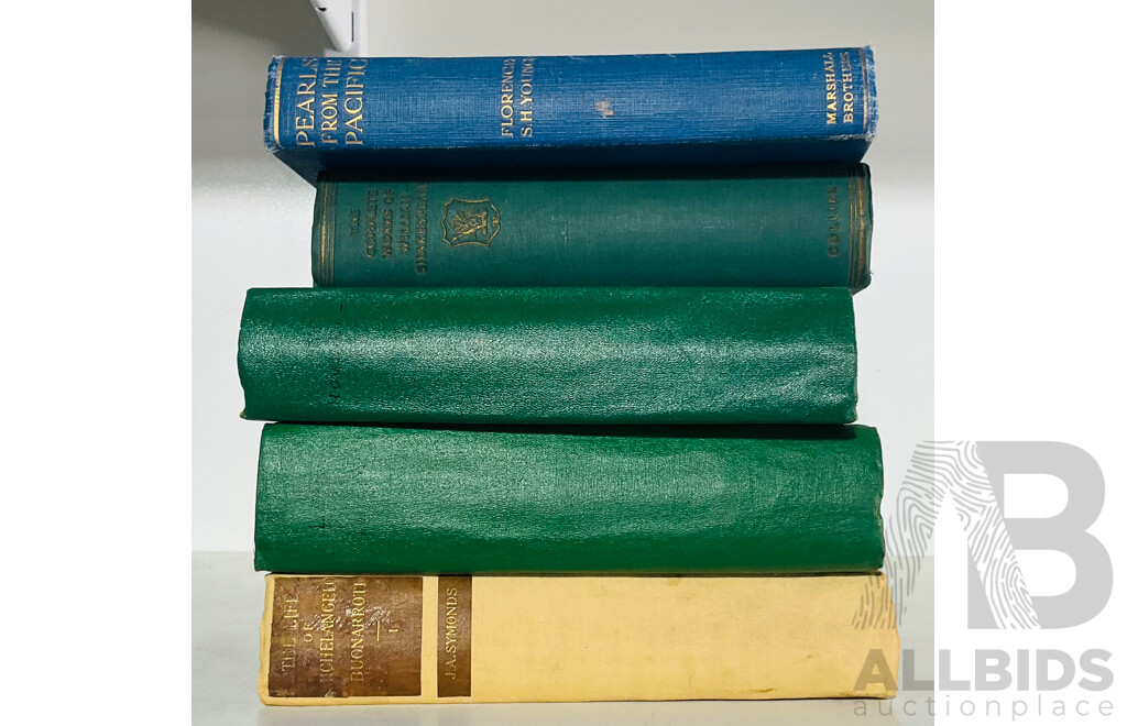 Collection of Vintage Hard-cover Books Including the Complete Works of William Shakespeare, Pearls From the Pacific by Florence S.H Young and More