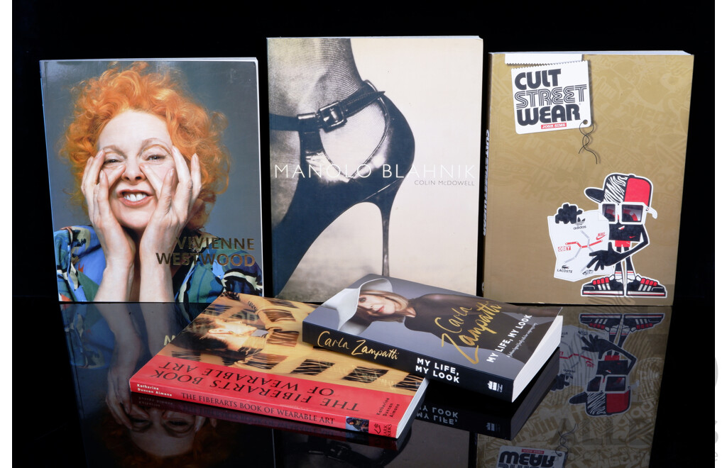 Collection Five Books on Fashion Including Carla Zampatti, Vivien Westwood and More