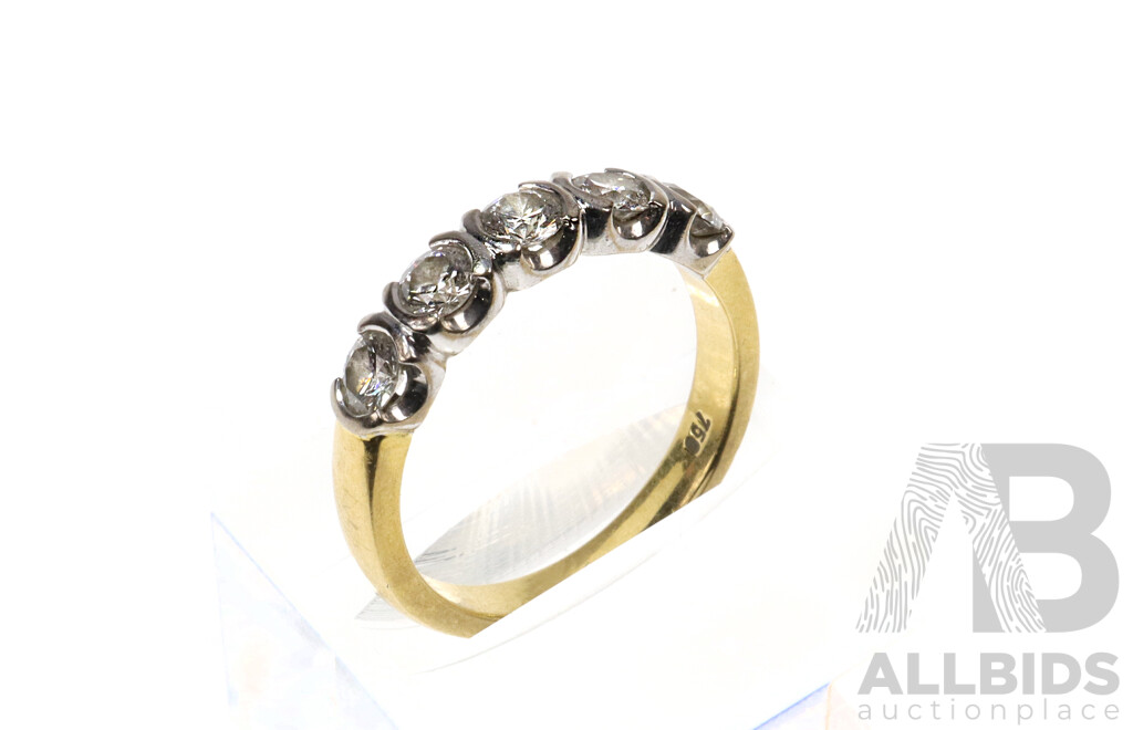 18ct Handmade Y/W Gold, Diamond Set Eternity Ring, Size P, TDW 1.0CT, 5.41 Grams