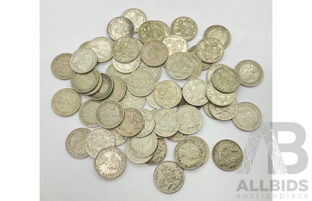 Australian QE2 Sixpence Coins .500 Silver - 60 Coins Total