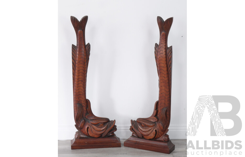 Pair of Carved Timber Fish