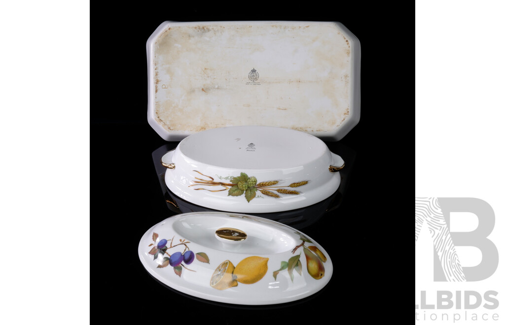 Royal Worcester Lidded Asparagus Dish in Evesham Pattern Along with Royal Worcester Oven to Table Baking Tray