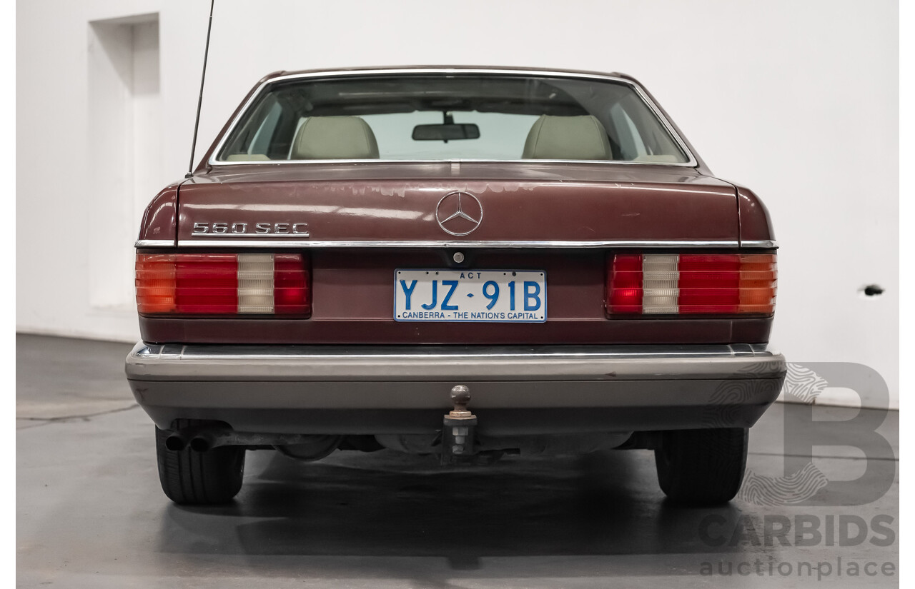 5/1988 Mercedes Benz 560 SEC W126 2d Coupe Pajettrot Maroon Metallic V8 5.5L