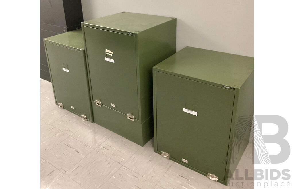 Three Medium Sized Metal Collectors Cabinets