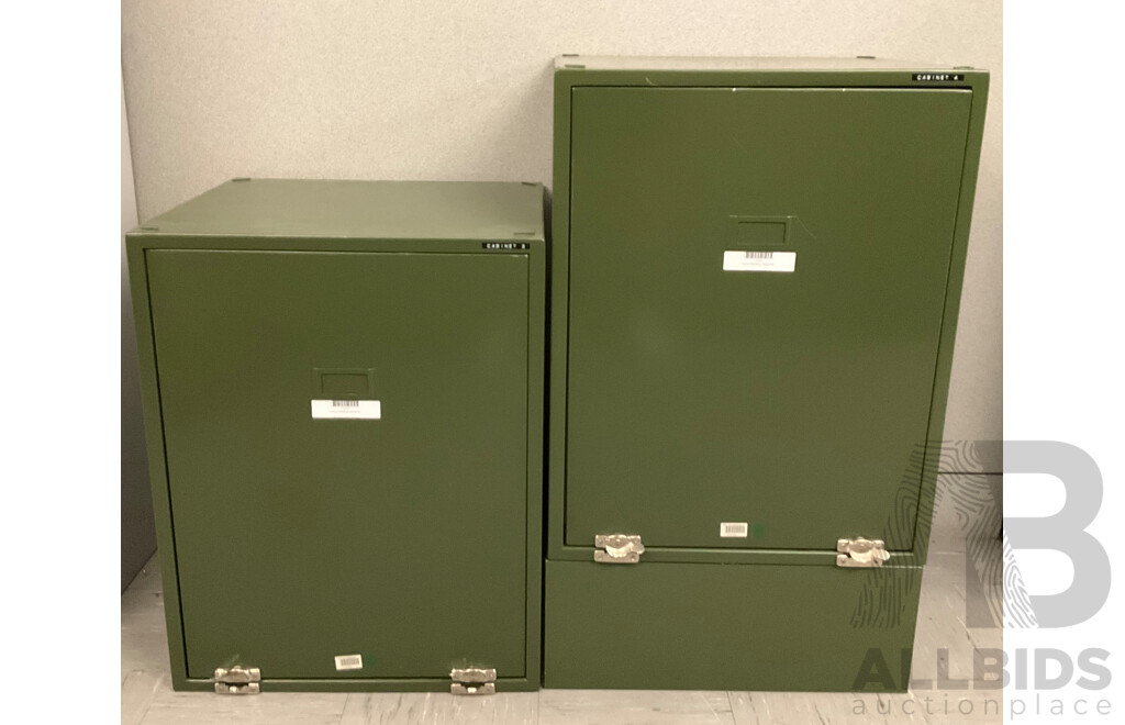 Two Medium Sized Metal Collectors Cabinets