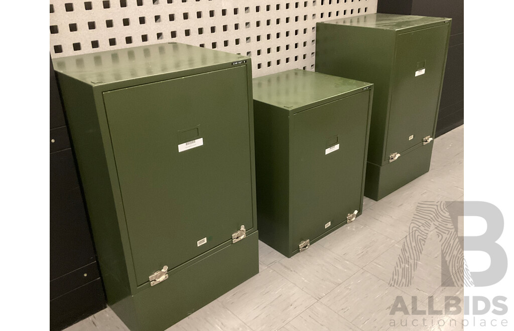 Three Medium Sized Metal Collectors Cabinets
