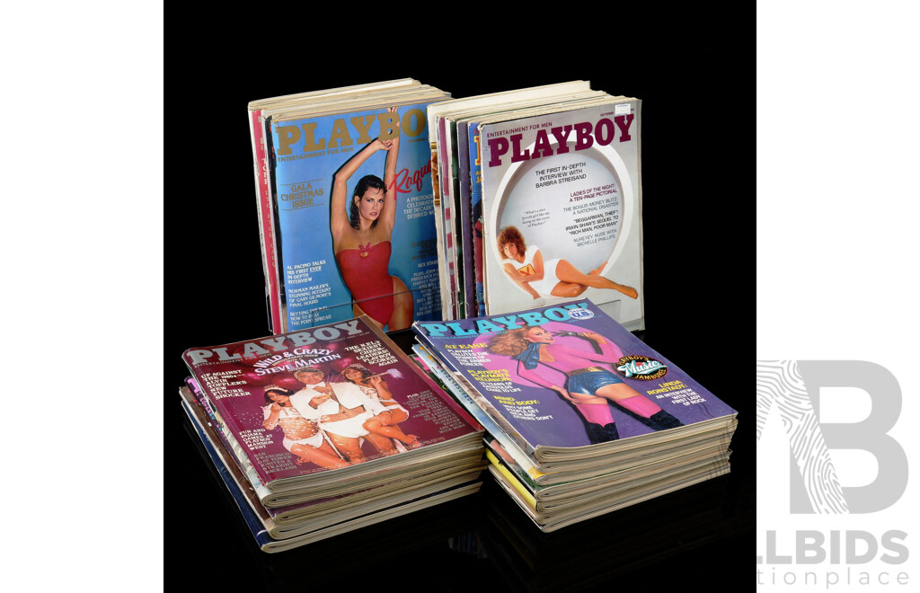 Collection  27 Vintage American Playboy Magazines with Examples Ranging From 1975 to 1981 Including Racquel Welch & Bo Derek and More