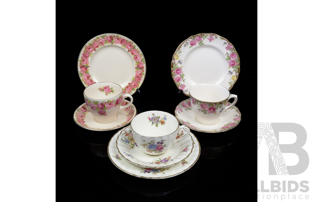 Set Three Antique Royal Doulton Porcelain Trios