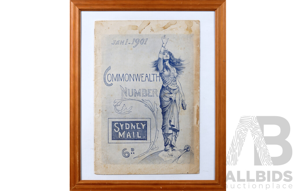 Vintage Framed Copy of Sydney Mail, Published January 1, 1901, 56.5 x 46.5 cm (frame)