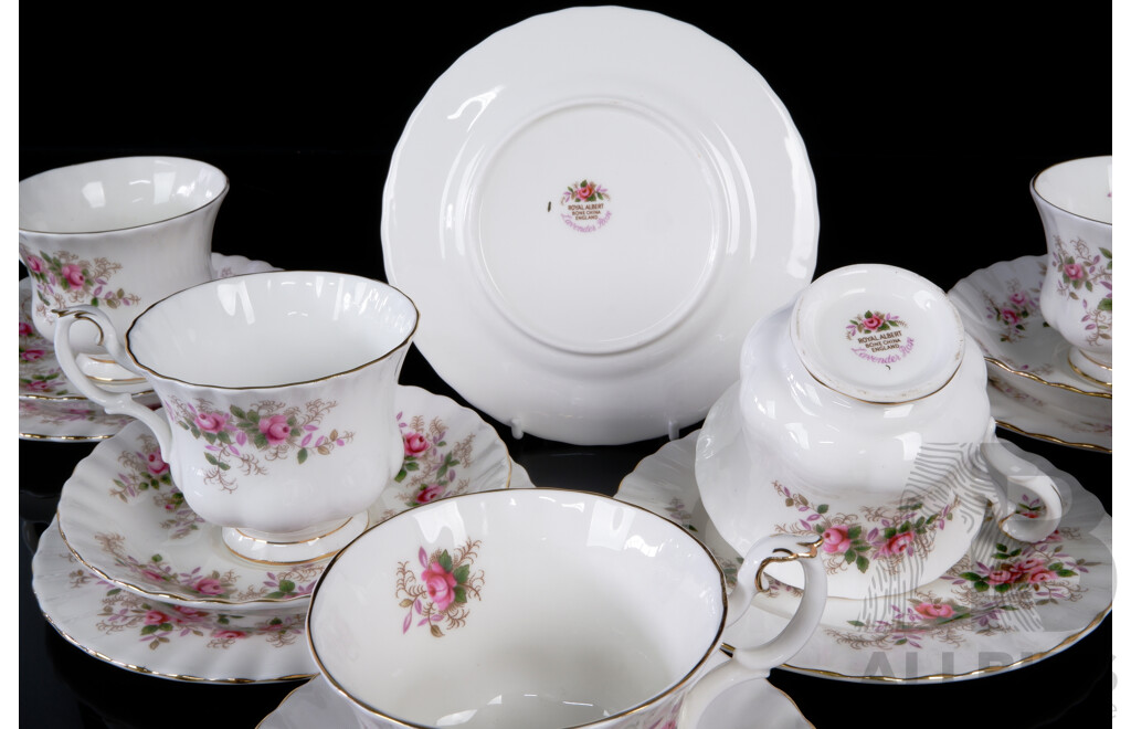 Six Vintage Royal Albert Trios in Lavender Rose Pattern