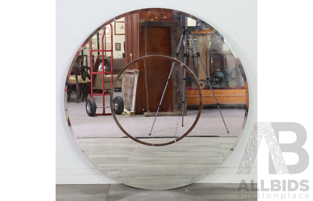 Round Bevelled Framed Mirror