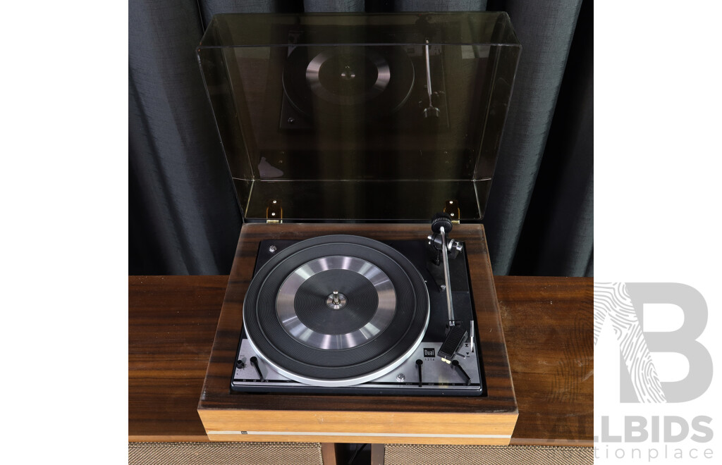 Vintage Dual 1214 Turntable with Two Speakers