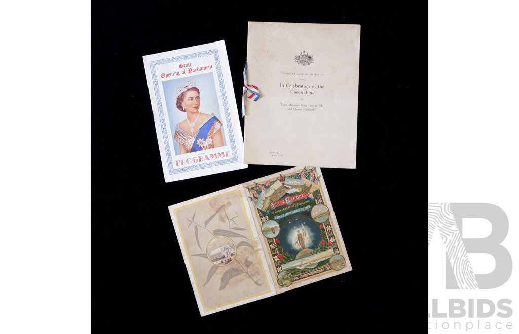 Collection Early Canberra and Sydney Ephemera Including 1030s Canberra Photographs, WWII Sydney Ration Cards, 1888 State Banquet Menu Program and Much More