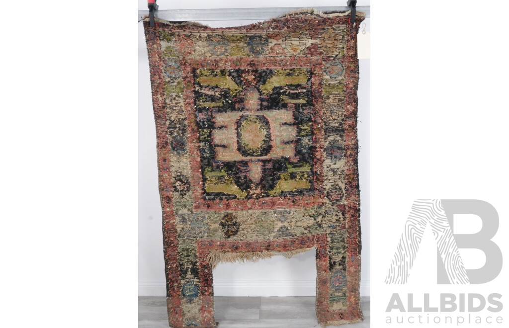 Antique Hand Knotted Persian Quashqai Wool Soumak Horse Blanket