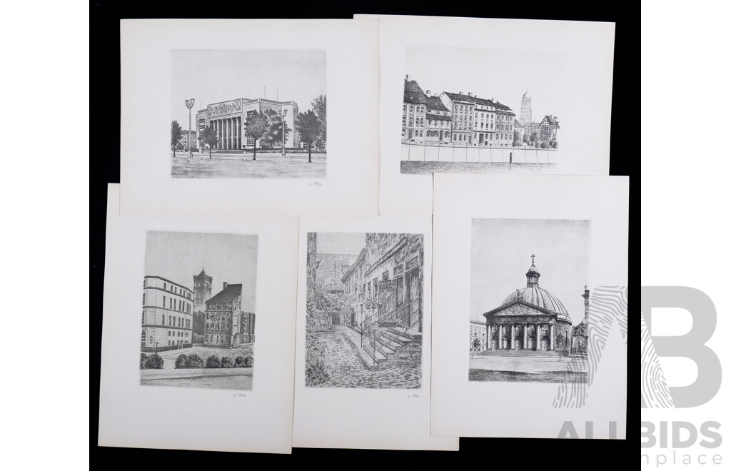 Berlin, A Folio of Etchings by Various German Artists Including Max Buchholz, Edition Unknown