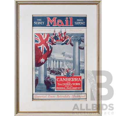 Wonderful Vintage Copy of The Sydney Mail, Dated Wednesday, May 11th 1927, Featuring the Royal Visit of the Duke of York, 50 x 38 cm (framed)