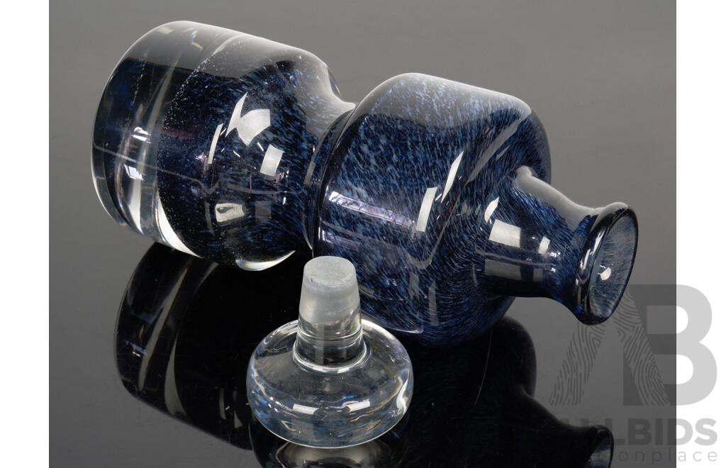 Fantastic Retro Studio Art Glass Decanter and Stopper by Bo Borastrom for Aseda in the Oxid Series