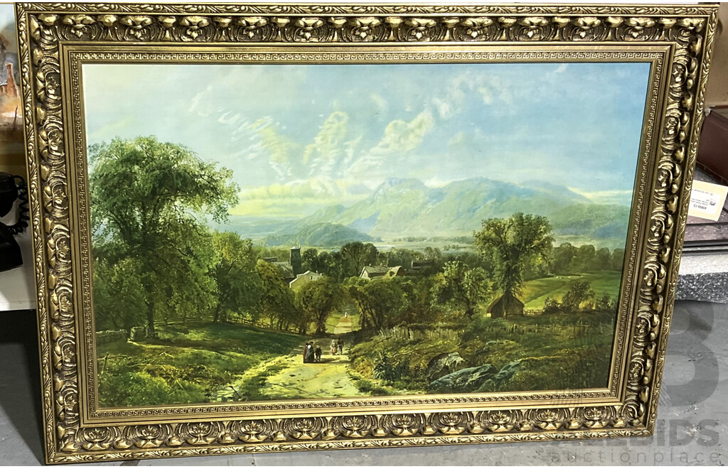 Ornately Framed Landscape Print After Edmund Darch Lewis