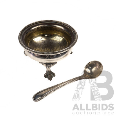 Silver Salt Cellar by Rober Harper, London, C.1870 and Spoon